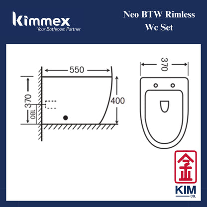 kimmex Neo HO/BI Back To Wall Rimless Wc Set
