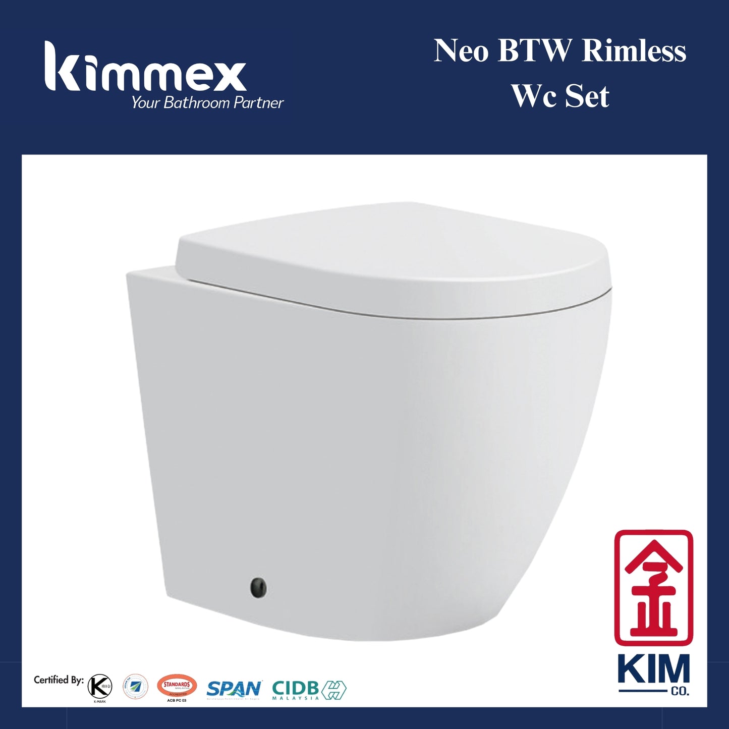 kimmex Neo HO/BI Back To Wall Rimless Wc Set