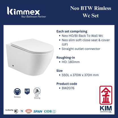 kimmex Neo HO/BI Back To Wall Rimless Wc Set