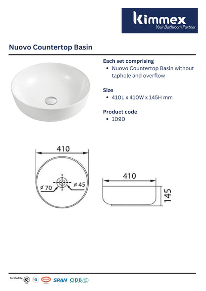 kimmex Nuovo Countertop Basin (1090)