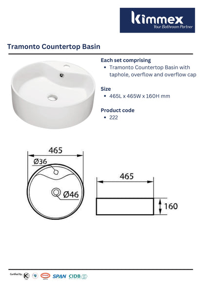 kimmex Tramonto Countertop Basin (222)