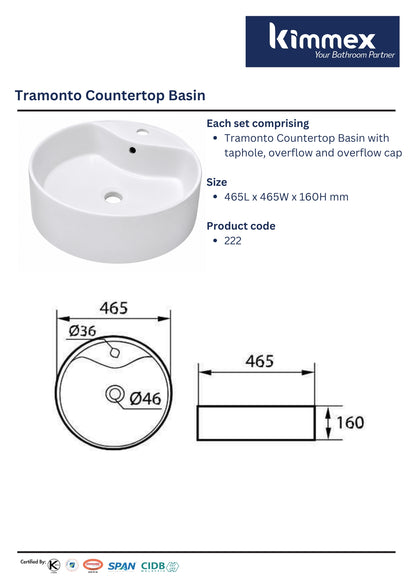 kimmex Tramonto Countertop Basin (222)