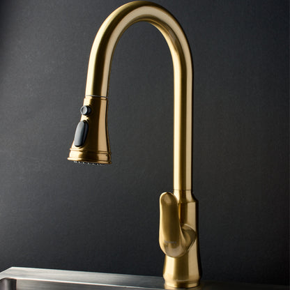 kimmex Deck Mounted Pull Out Kitchen Sink Mixer Tap (Gold) (KM7020CP)