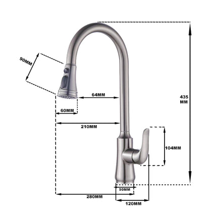 kimmex Deck Mounted Pull Out Kitchen Sink Mixer Tap (Gold) (KM7020CP)